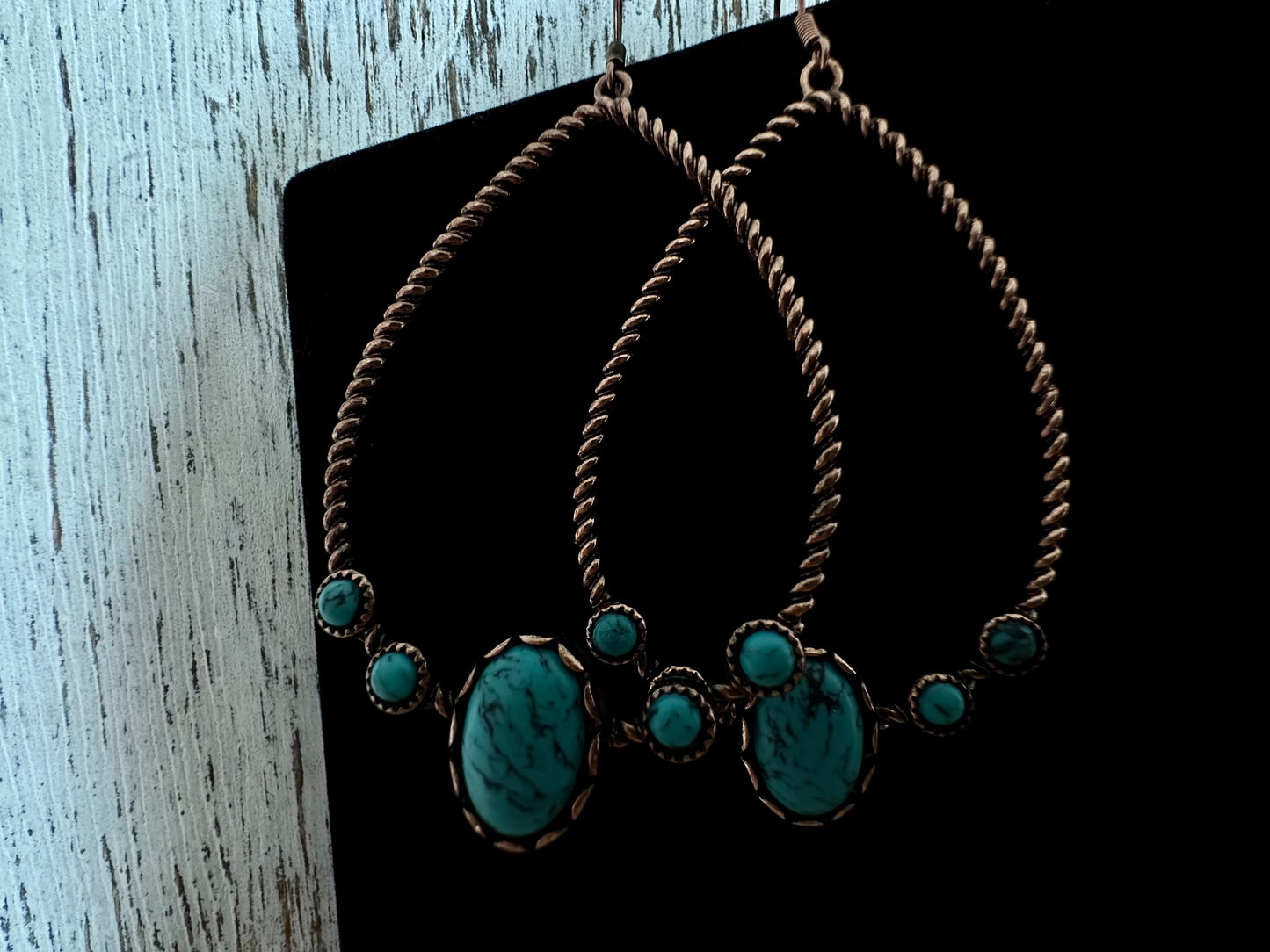 Twisted Teardrop Turquoise Earrings