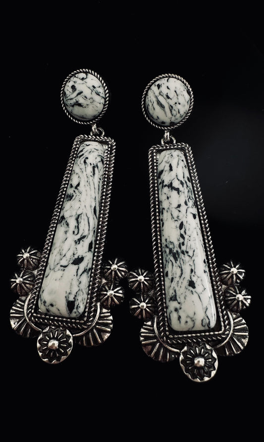 Cow Print Stone Earrings